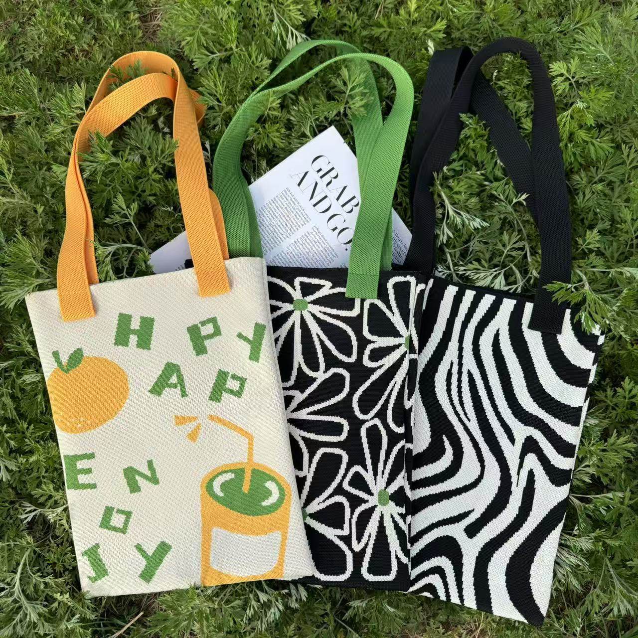 春季单肩包韩版时尚针织手提单肩包托特包学生便当单肩包高级感