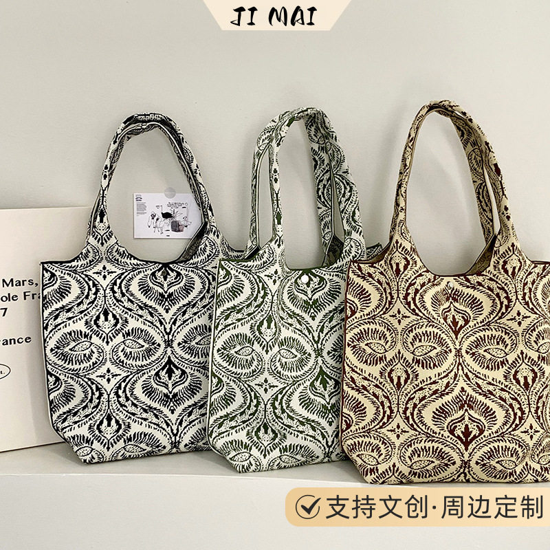 包包女斜挎包民族风简约旅行手提帆布包上班族通勤大容量单肩包