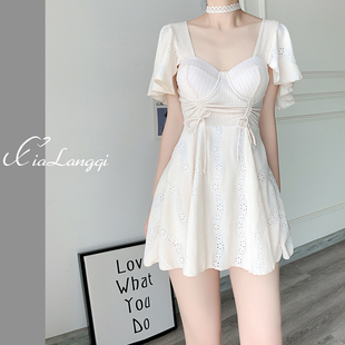 连体游泳衣女2025新款 微胖女孩泳 泡温泉保守高级感遮肚显瘦大V码