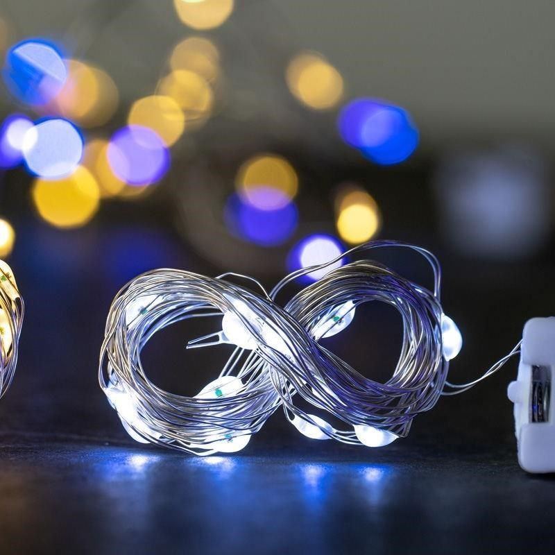 生日蛋糕装饰灯闪光灯串翅膀羽毛铜线小彩灯纽扣电池灯带插件