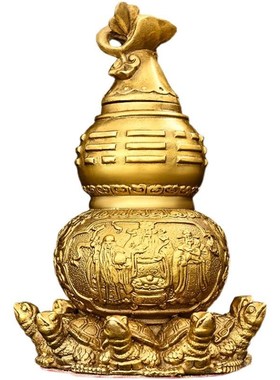 铜葫芦摆件纯铜九龟葫芦福禄开口葫芦家居办公室桌面装饰吉祥葫芦