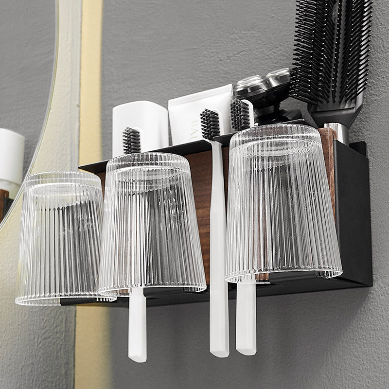 卫生间洗漱台漱口杯牙具牙杯电动A牙刷杯子置物架壁挂可拆卸免打