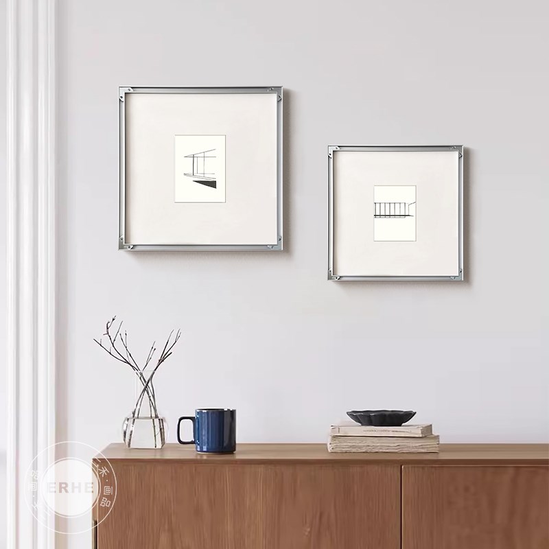 构筑 黑白建筑素描装饰画意式极简客餐厅挂画小众艺术简约反框画