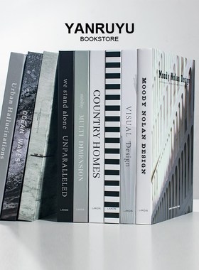 样板间装饰品仿真书简约黑白灰售楼处客厅书房书架摆件拍照道具书