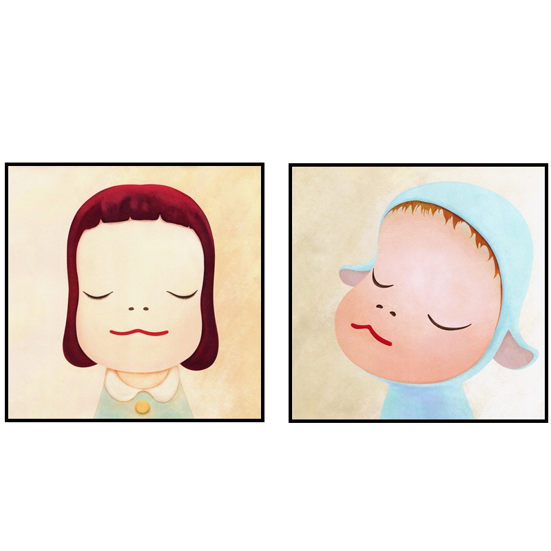 奈良美智装饰画女孩房间装饰画日式墙面挂画儿童房卧室床头墙壁画图片