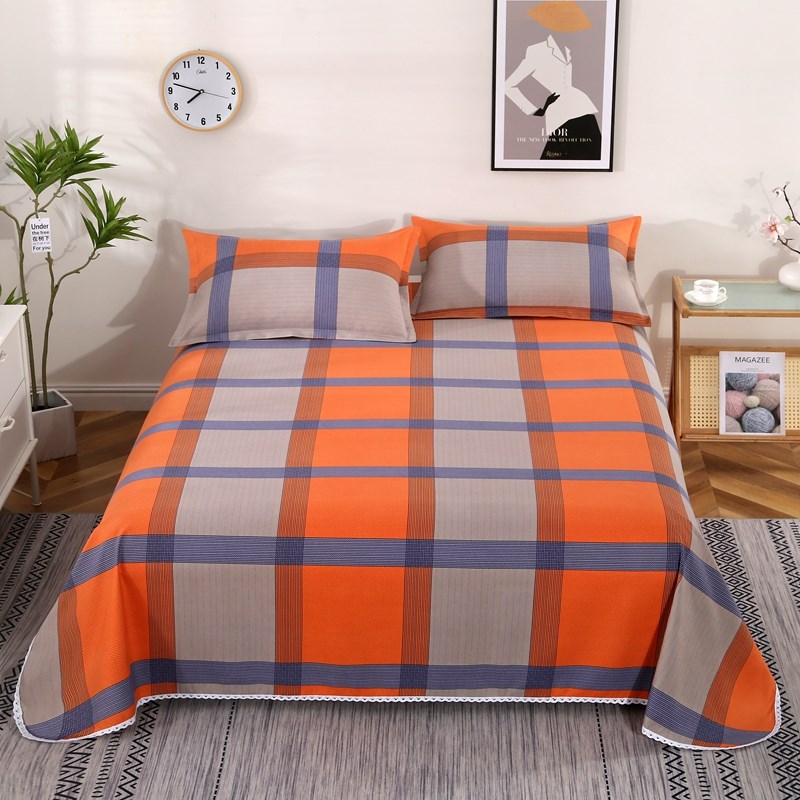 磨毛床单单件亲肤格子单双人学生宿舍简约可水洗床单1.5m1.8米床