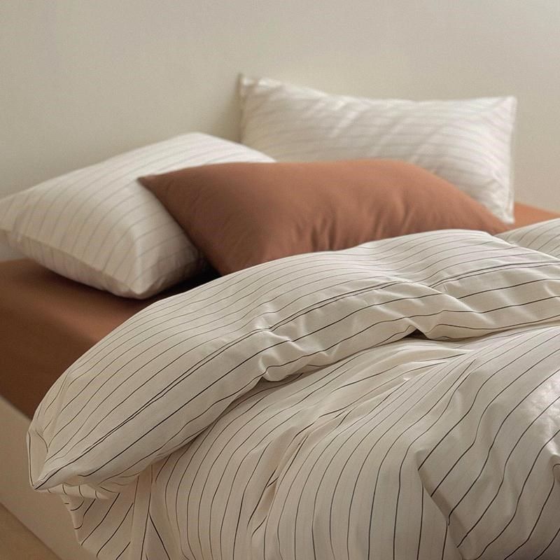ins简约百搭黑白条纹纯棉被套四件套全棉被罩150x200x230男生宿舍,床上用品,被套,淘宝优惠券,粉丝福利购,淘宝优惠卷