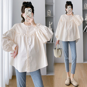 辣妈韩版 长袖 衬衫 孕妇装 怀孕娃娃衫 时尚 z宽松大尺码 春秋简约 秋装