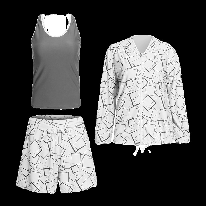 长袖大码泳衣女遮肚显瘦保守运动型分体三件套学生保守温泉游泳装