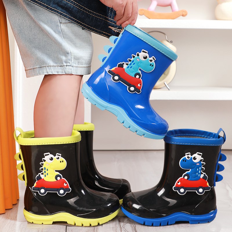 儿童雨鞋冬季加绒加厚宝宝冬天雨靴男童防滑防水幼儿小孩水鞋男孩