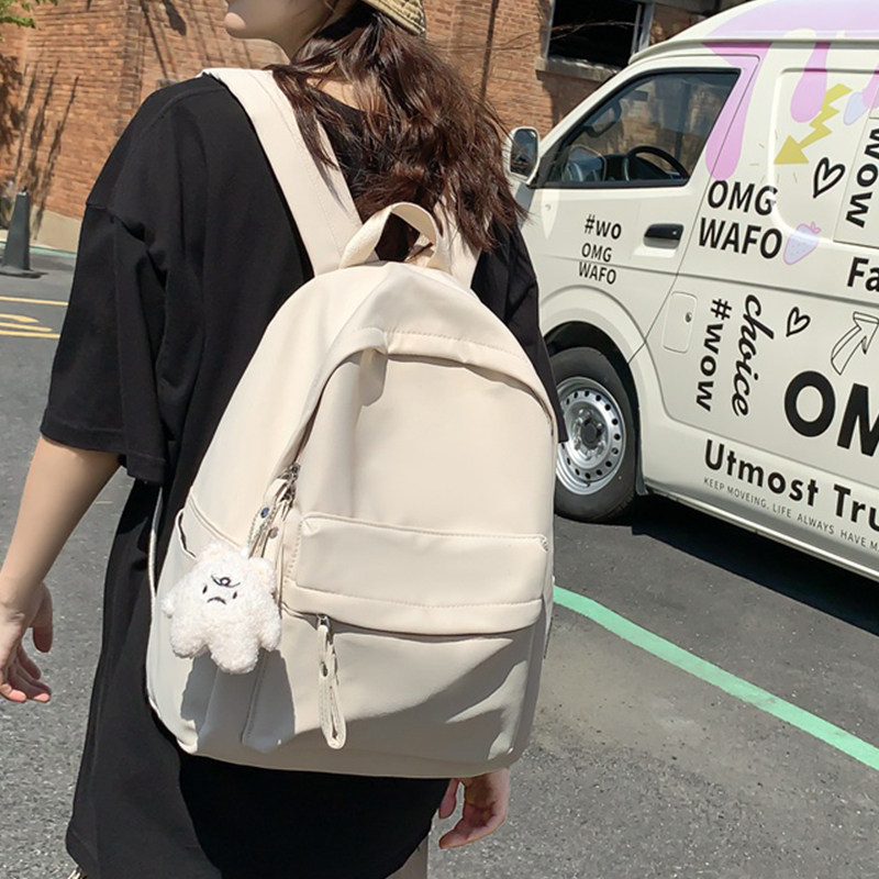 双肩包女2024新款时尚大容量旅行轻便背包女生大学W生简约书包通