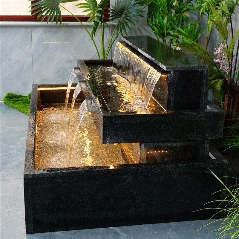 庭院花园成品鱼池循环流水景观摆件公司大堂造景阳台小院瀑布喷泉