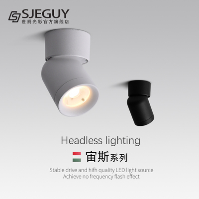 led明装射灯可调角度家用天花灯背景墙过道店铺商用吸顶式小筒灯