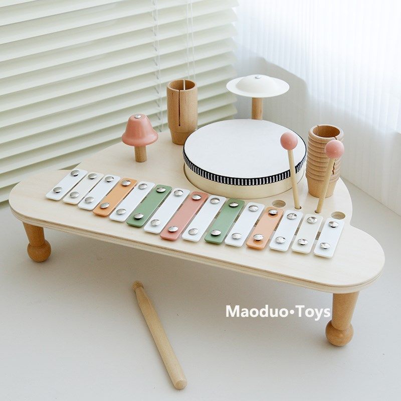 婴儿木制玩具宝宝男女生日周岁礼物奥尔夫多功能木质架子鼓音乐台,玩具/童车/益智/积木/模型,敲琴,淘宝优惠券,粉丝福利购,淘宝优惠卷