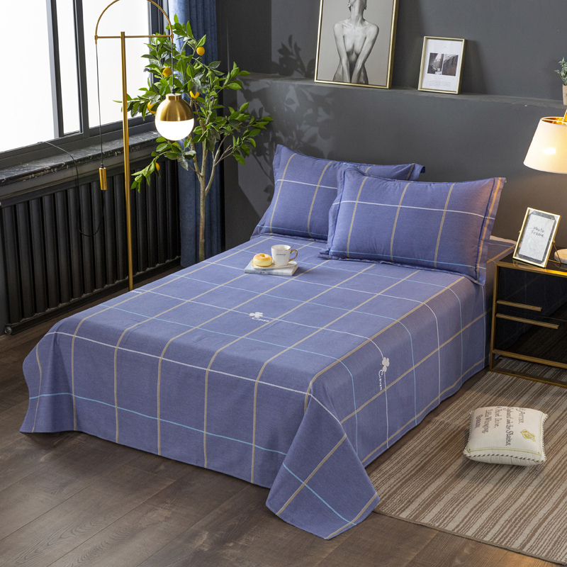 秋冬加厚纯棉床单单件100全棉磨毛被单三件套双人1.8米床单人学生