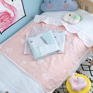 宝宝纯棉纱c布毛巾被六层儿童外出推车盖毯婴儿新生儿幼儿园小被