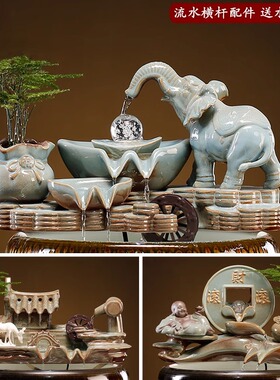 流水摆件古法鱼缸造景配件庭院喷泉循环水摆N件办公室招财摆设搭