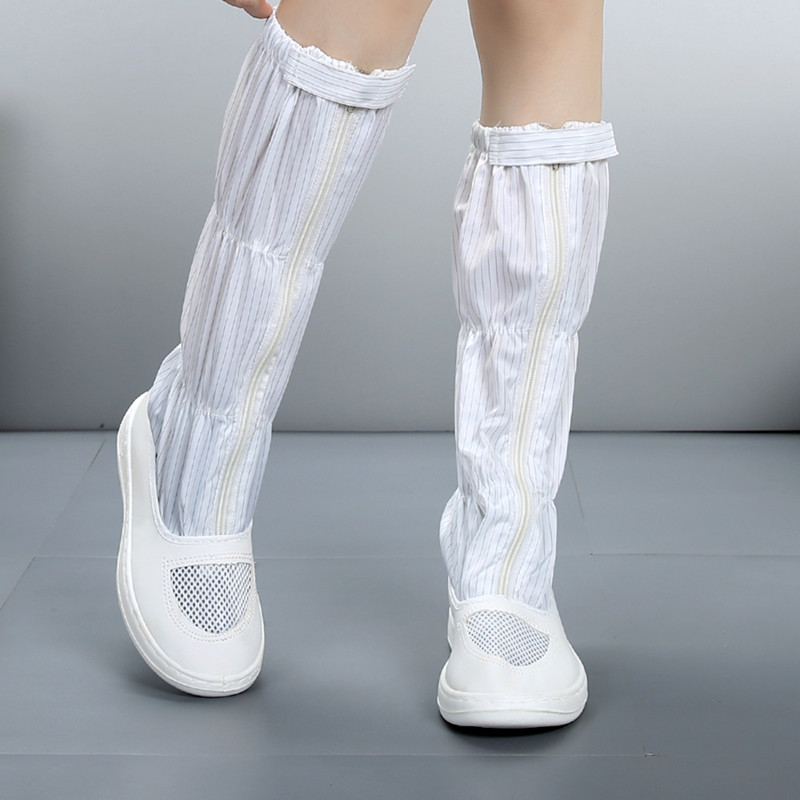 防静电鞋加厚软底高筒食品靴无尘洁净车间长筒防护夏季网面工作鞋