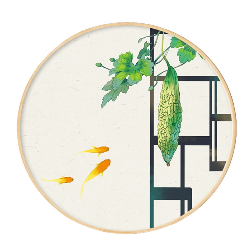 24节气装饰画新中式挂画饭店墙面装饰现代中式圆形壁画二十四节气图片