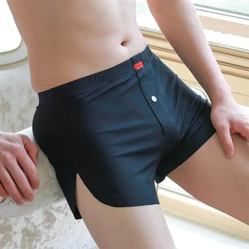 AU精选轻奢夏季新款冰丝男士内裤无痕一片式大码阿罗裤青年个性