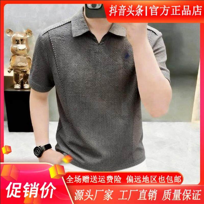 互顺轻奢男装夏季高档男士翻领短袖T恤POLO衫潮流休闲老钱风上衣