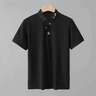 款 男士 夏季 上 休闲百搭透气短袖 时尚 友乐轻奢男装 n花卉刺绣POLO衫
