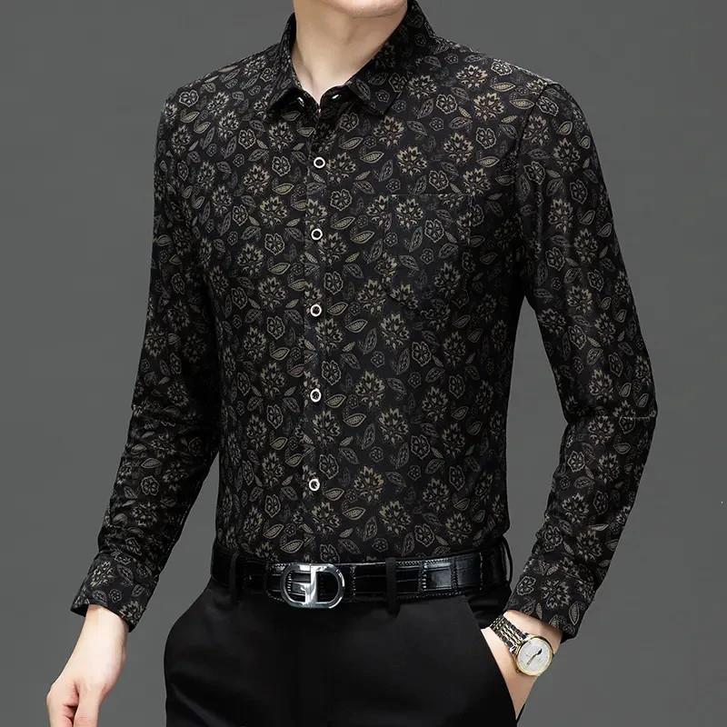 师凯服饰秋冬季衬衫长袖中年男加绒加厚长袖衬i衫衬衣修身保暖衣