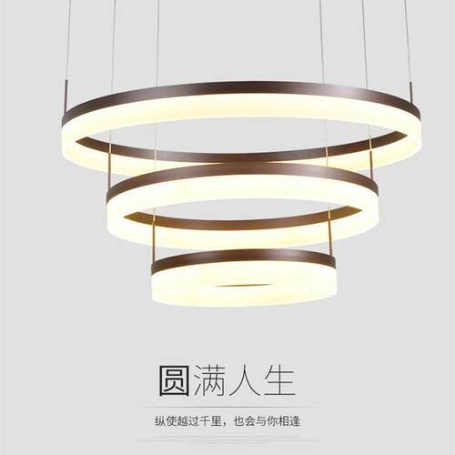 客厅吊灯北欧后现代简约餐厅卧室吧台楼梯灯创意个性金色环形吊灯