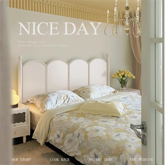 法式实木床白色奶油风现代简约公主床1.8M主卧室床双人床复古美式