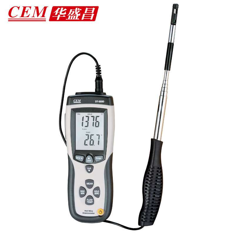 CEM华盛昌DT-8880热敏式风速仪 热线型管道风速计 风量风温测量