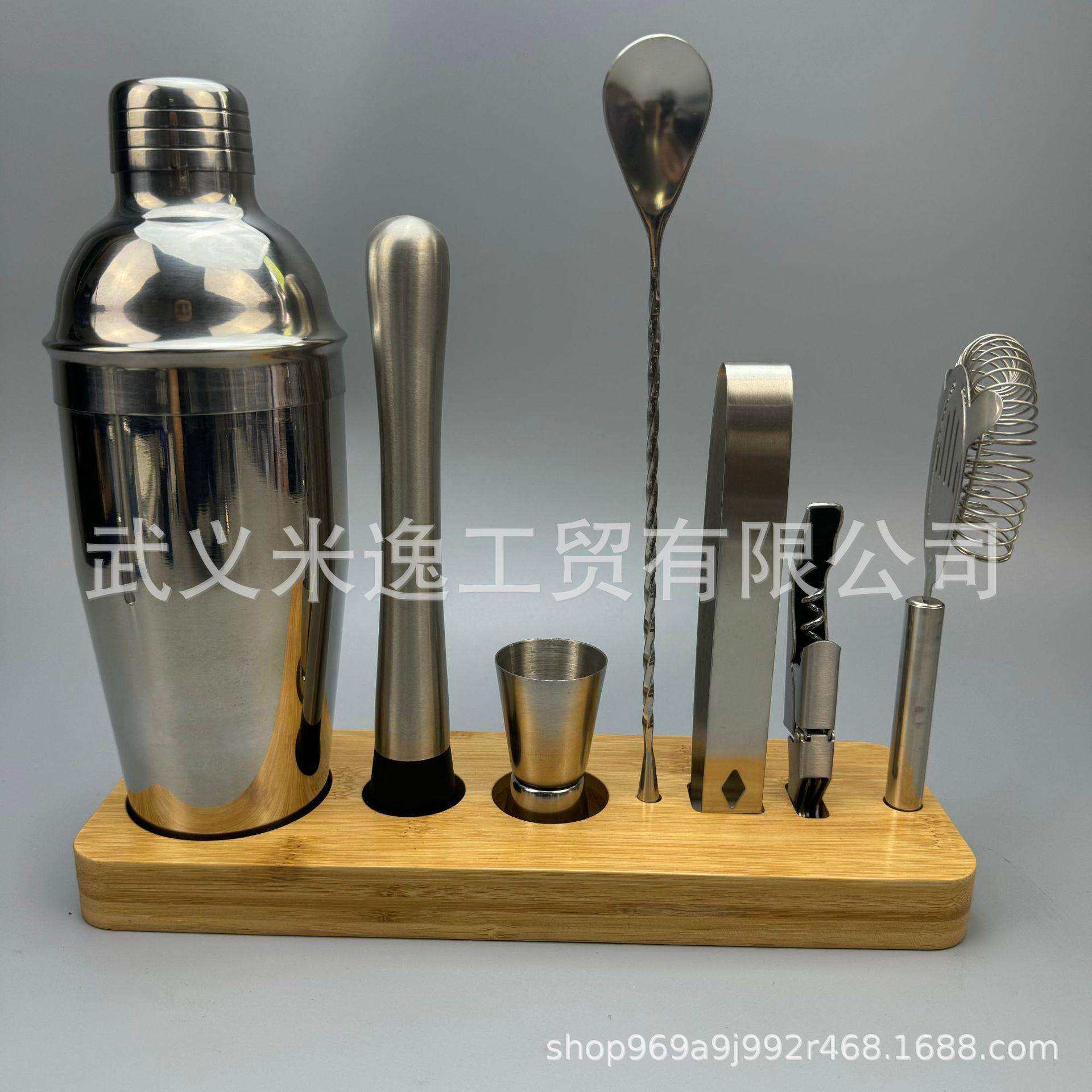 跨境酒吧工具调酒器套装不锈钢8件套 750ml雪克师杯鸡尾酒摇酒壶
