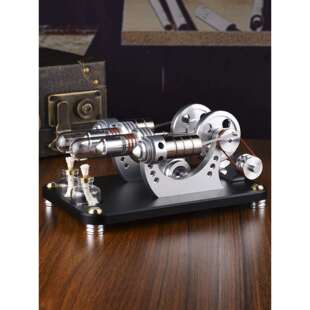 可发动天平款金属气缸斯特林发动机发电机微型迷你外燃机模型双缸