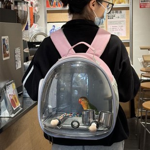鹦鹉外出包双肩透明便携外带鸟笼C玄凤虎皮牡丹鸟背包鸟笼冬天保