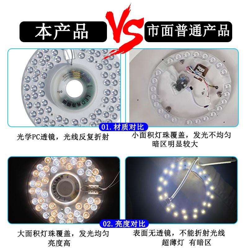 新一代led灯盘全光谱led灯珠风扇E吸顶灯替换灯芯光源模组维修灯