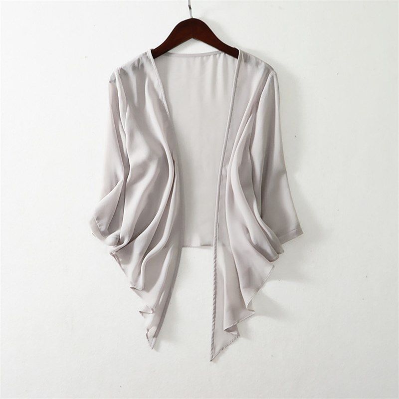 真丝小披肩2021新款防晒衣女薄款夏空调K短外套桑蚕丝坎肩外搭开