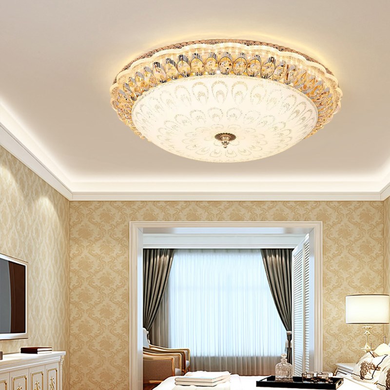 欧式水晶LED卧室吸顶灯奢华客厅灯创意圆形O房间灯过道走廊阳台灯