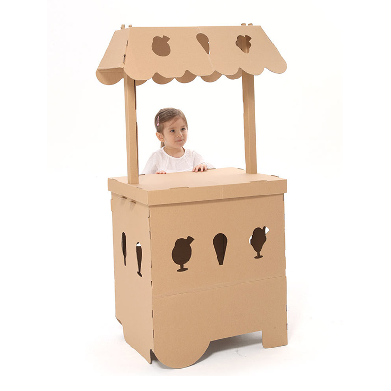 儿童手工制作玩具冰激凌冰淇淋z车模型商店铺摊位摊贩纸壳板盒箱