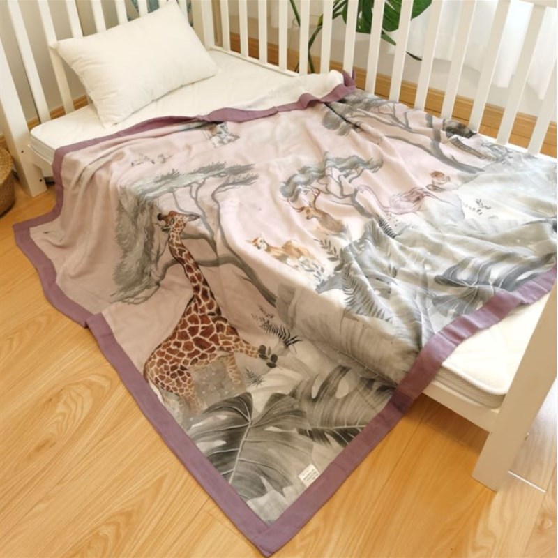 儿童竹棉纱布盖i毯宝宝150200学生四六薄被子幼儿园空调成人夏