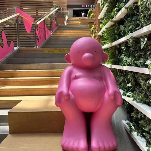 玻璃纤维雕塑卡通人物粉红胖墩公仔网红创意IP模型景观美陈大型摆