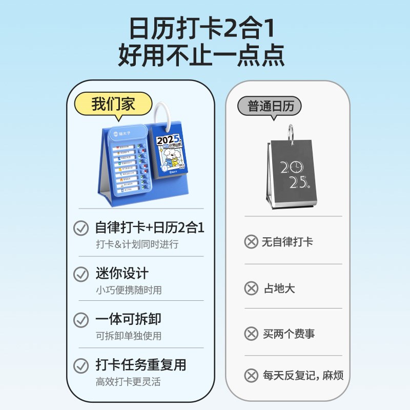猫太子日历2025新款台历迷你桌面摆件小学生自律打卡计划表可爱卡
