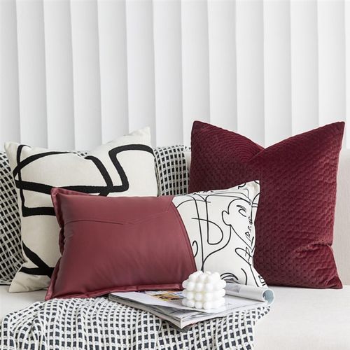 简约黑白抽象线条客厅沙发靠枕卧室床上抱枕套样板间民宿