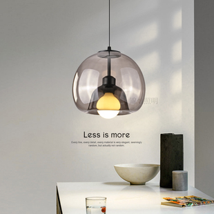 北欧简约饭厅三头吊灯卧室床头玻璃灯罩小吊灯吧台圆球网红灯