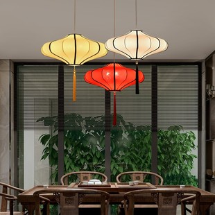 新中式 布艺手绘灯火锅店餐厅会所饭店茶楼阳台中国风红灯笼小吊灯