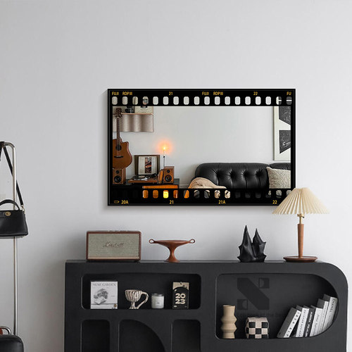 《胶片》轻法式艺术创意镜子装饰画高级感怀旧客厅镜面挂画餐厅画