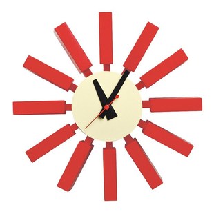 北欧经典 设计尼尔森方块挂钟壁钟圆形跳秒电池简约样板房石英钟