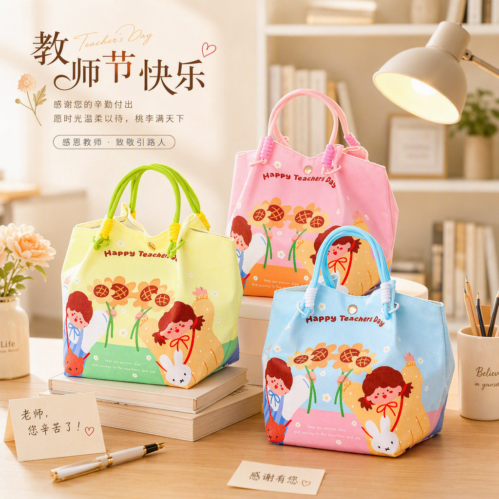 2026新款教师节伴手礼物袋包装袋幼儿园送女老师帆布袋实用礼品袋