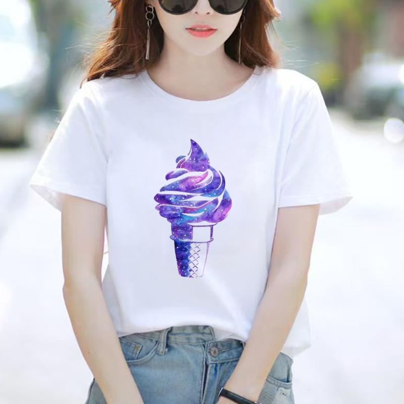 夏季上衣女外穿卡通可爱洋气打底短袖通勤时尚休闲圆领ins印花T恤