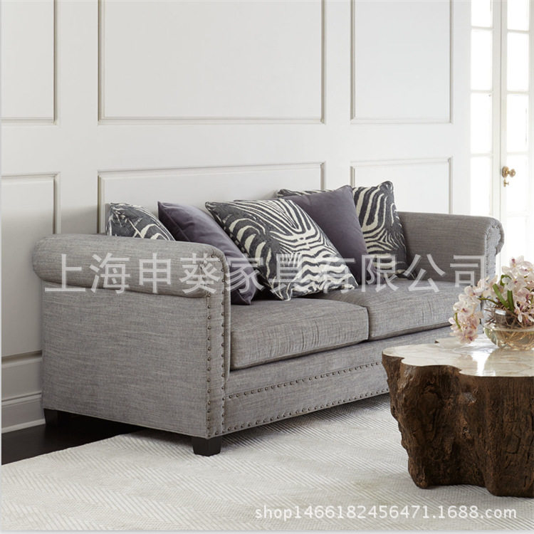 美式乡村进口棉布沙发 小户型客厅会谈沙发接待沙发批发可定制