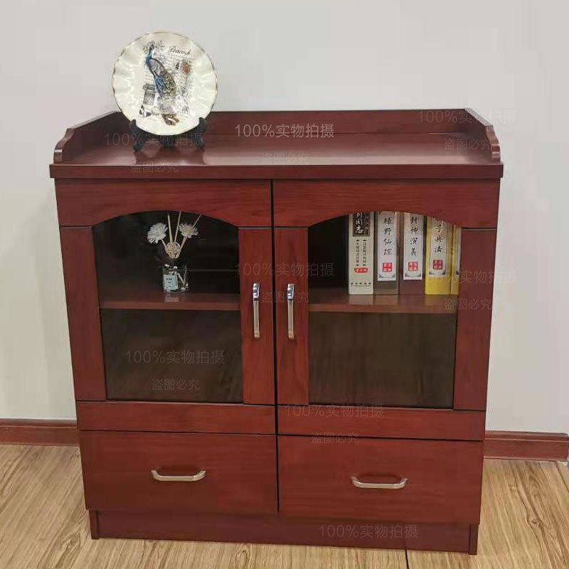 茶水柜二门三门小型文件柜贴胡桃木皮饮水柜实木多层板油漆储物柜
