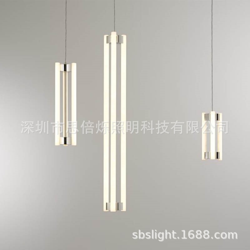 现代简约中古三角铁艺长条吊灯
